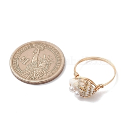 Shell Pearl Bead Finger Rings&nbsp;RJEW-JR00988