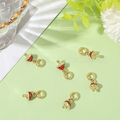 8Pcs Brass Red Enamel Vegetable European Dangle Charms&nbsp;OPDL-BBC0001-03G-02