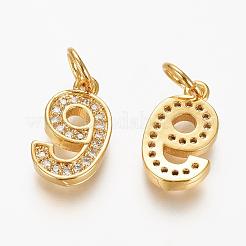 Brass Micro Pave Clear Cubic Zirconia Charms&nbsp;ZIRC-L092-09-G