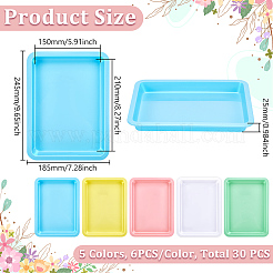 ジュエリー用A30 PPプラスチックディスプレイトレイ（5色）5個  小さなおもちゃ  長方形  ミックスカラー  24.5x18.5x2.5cm  6個/カラー&nbsp;AJEW-WA0001-32