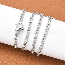 変色しにくい304ステンレススチールカーブチェーンネックレス  カニカン付き  ステンレス鋼色  18.9インチ（48cm）&nbsp;X-STAS-O037-114P