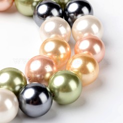 Round Shell Pearl Bead Strands&nbsp;BSHE-E007-8mm-M