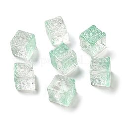 透明ガラスビーズ  キューブ  ミックスカラー  10x11x11mm  穴：1.5mm&nbsp;GLAA-A012-04