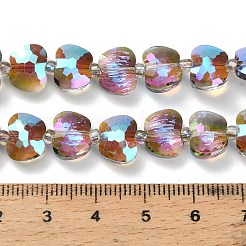 透明なガラスビーズを電気  りんご  多面カット  半分メッキ  暗い蘭  7x10x5mm  穴：0.9mm  約49~50個/連  17.87~18.74''（45.4~47.6センチメートル）&nbsp;EGLA-H112-03HR-01