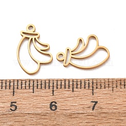 304ステンレススチールチャーム  バナナチャーム  レーザー切断  切り取る  ゴールドカラー  13.5x9x1mm  穴：1.1mm&nbsp;STAS-F367-18G