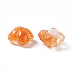電気めっきガラスビーズ  キンモクセイの花  ダークオレンジ  10x10x5.5mm  穴：1.2mm&nbsp;LS-EGLA-H102-04A