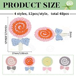 48 個 4 色のポリエステル刺繍アップリケを縫います  ドレスのための縫製工芸品の装飾  ロリポップ  ミックスカラー  43x27x2mm  12個/カラー&nbsp;PATC-FG0002-01