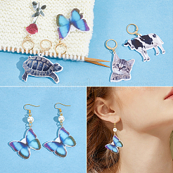 Animal & Rose Opaque Acrylic Pendant Stitch Markers&nbsp;HJEW-AB00358