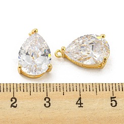 真鍮チャーム  ガラスと  ティアドロップチャーム  18KGP本金メッキ  17x10.5x6mm  穴：1mm&nbsp;KK-D090-10G