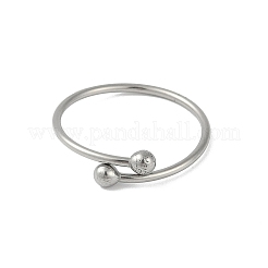 Non-Tarnish 304 Stainless Steel Round Ball Open Cuff Finger Rings for Women&nbsp;RJEW-C105-01P