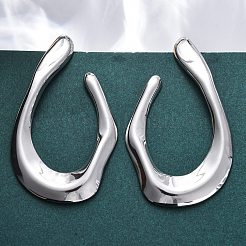 304ステンレススチールティアドロップスタッドピアス  ステンレス鋼色  51.5x29.5mm&nbsp;EJEW-B108-13P