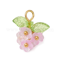 透明なアクリルパーツ  花  真鍮と鉄のループ付き  ゴールドカラー  16.5x15.5x11.5mm  穴：2.5mm&nbsp;PALLOY-JF04669