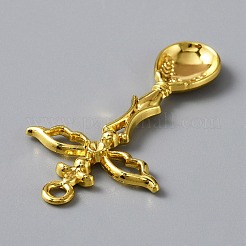 亜鉛合金チャーム  DIYアクセサリー用  翼付きスプーン  ゴールドカラー  44x24x3mm  穴：2mm&nbsp;FIND-WH0114-02G