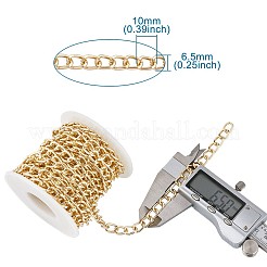 アルミツイストカーブチェーン  溶接されていない  スプール付き  ゴールデン＆シルバー  10x6.5x1.8mm  2のロール/セット&nbsp;CHA-TA0001-04