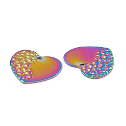 イオンプレーティング（IP）304ステンレスペンダント  ハートチャーム  虹色  21.5x23x1mm  穴：1.4mm&nbsp;STAS-B031-17R