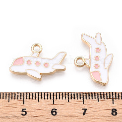 合金エナメルチャーム  カドミウムフリー＆鉛フリー  ライトゴールド  航空機  ホワイト  13.5x19.5x2mm  穴：2mm&nbsp;PALLOY-S133-010C