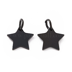 304ステンレススチールチャーム  スター  電気泳動黒  10x10.6x1.1mm  穴：4mm&nbsp;STAS-Q201-T461B