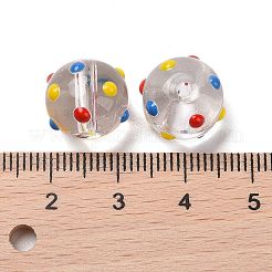 透明ガラスエナメルビーズ連売り  手描きのビーズ  水玉模様の丸い  カラフル  12mm  穴：1.6mm  約30個/連  13.39''（34センチメートル）&nbsp;LAMP-A001-B01