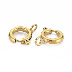 304ステンレススチールスプリングリング留め金  リング  ゴールドカラー  14x12x4mm  穴：2mm&nbsp;X-STAS-N095-049G