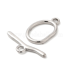 変色しない304ステンレススチールのトグル留め具  オーバル  ステンレス鋼色  オーバル：25x15x2mm  穴：3mm  16.5x11mm内径  バー：28.5x8.5x2.5mm  穴：3mm&nbsp;X-STAS-F290-06P