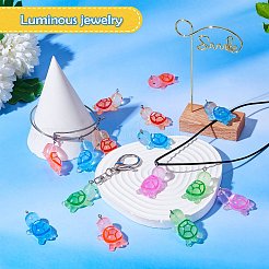 30 ピース 6 スタイル透明樹脂ペンダントカメ蓄光樹脂ペンダント diy 装飾アクセサリー  ミックスカラー  37x21x13mm  穴：2mm  5 ピース/スタイル&nbsp;JX868A