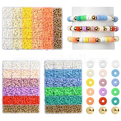 DIYジュエリー作りパーツキット  手作りのポリマー粘土ビーズとccbプラスチックビーズを含む  ミックスカラー  6x1~5mm  穴：1.5~2mm&nbsp;DIY-YW0012-82C