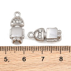 304ステンレススチールラインストーンペンダント  ロボットチャーム  ステンレス鋼色  18.5x8x6mm  穴：1.6mm&nbsp;RB-CBA02E8-04P