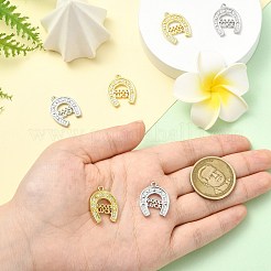 6Pcs 2 Colors Brass Micro Pave Cubic Zirconia Pendants&nbsp;KK-CJ0003-39