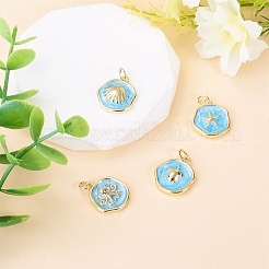 4Pcs Golden Ocean Brass Enamel Pendants&nbsp;KK-TADJ0001-32
