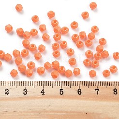 焼付塗装ガラスシードビーズ  双円錐形  サンゴ  4.5x3.5mm  穴：1.4mm  約5625個/ポンド&nbsp;SEED-A032-02J