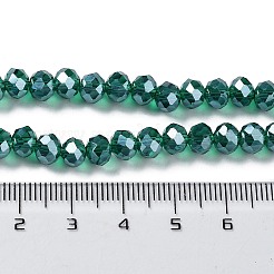 電気メッキガラスビーズセット  プラチナメッキ  多面カット  ロンデル  濃い緑  6x5mm  穴：1mm  約85~88個/連  16.1~16.5インチ（41~42cm）&nbsp;EGLA-A034-T6mm-C03