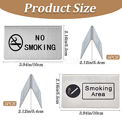 6Pcs 2 Styles 201 Stainless Steel NO SMOKING & SMOKING AREA Signs&nbsp;AJEW-CP0003-90