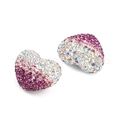 Gradient Color Heart Shaped Polymer Clay Rhinestone Beads&nbsp;CLAY-NH0002-03F