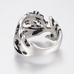 304ステンレススチール指輪  アンティークシルバー  17~20mm&nbsp;RJEW-G091-02