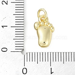 真鍮チャーム  カドミウムフリー＆鉛フリー  フットプリント  18KGP本金メッキ  14x8.5x5mm  穴：2mm&nbsp;KK-S390-02G