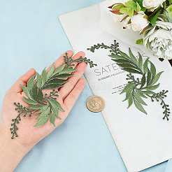 2個 2スタイルの花のコンピューター刺繍布アイロン縫い付けパッチ  アップリケ  ダークシーグリーン  170x80x0.8mm  1個/スタイル&nbsp;DIY-GF0014-67