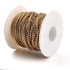 イオンプレーティング（IP）304ステンレススチールベネチアンチェーン  溶接されていない  スプールで  ゴールドカラー  2.5x3x3mm  32.8フィート（10m）/ロール&nbsp;CHS-H031-01G
