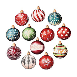 12Pcs UV Single Face Printed Wood Pendant Decorations&nbsp;WOOD-N020-17