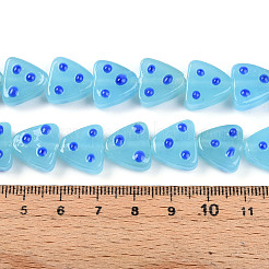 手作りランプワークビーズ連売り  点付き三角形  空色  12~14x13.5~14x6.5~8mm  穴：1.2~1.5mm  約35個/連  17.72インチ（45cm）&nbsp;LAMP-N028-01D