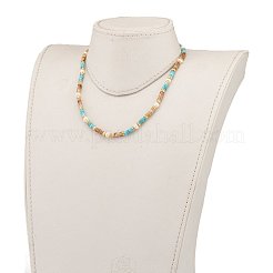 Natural Picture Jasper & Turquoise Beaded Necklaces&nbsp;NJEW-JN03253