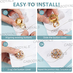8個の花の真鍮とガラスのラインストーンカフスボタン  ショールとケープのバックル  衣類用アクセサリー  ゴールドカラー  ピンク  25~26.5x11mm  穴：10x4.5mm&nbsp;FIND-CY0002-40