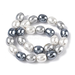 電気めっきシェルパールビーズ連売り  コラム  グレー  15~15.5x13mm  穴：1mm  約26個/連  15.75''（40センチメートル）&nbsp;BSHE-Z010-01A