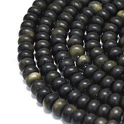Natural Golden Sheen Obsidian Beads Strands&nbsp;G-P575-A29-8x5mm