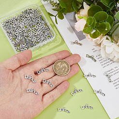 チベット風アロイペンダント100個  言葉のチャーム  アンティークシルバー  9x19.5x1mm  穴：1.8mm&nbsp;FIND-DC0007-68C