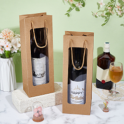 Rectangle Paper Bouquet & Wine Packaging Bags with Rope Handles and Visible Window&nbsp;ABAG-WH0072-001