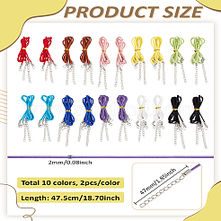 20個 10色 2mm フラットフェイクスエードコードネックレス（金具付き）  プラチナ  1pcメタリックワイヤーツイストタイ付き  ミックスカラー  18.70インチ（47.5cm）  2個/カラー&nbsp;NJEW-LP0007-08A