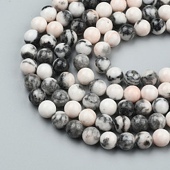 天然ピンクゼブラジャスパービーズ連売り  ラウンド  10mm  穴：1mm  約36個/連  15.2インチ&nbsp;G-P231-01-10mm