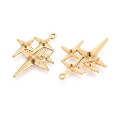 304ステンレスペンダント  星のチャーム  イオンプレーティング（ip）  18KGP本金メッキ  38.5x30x3mm  穴：2mm&nbsp;STAS-T065-05G
