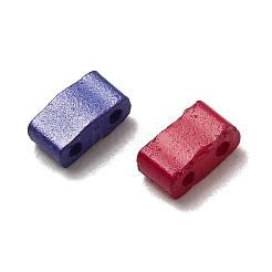 2穴ベーキングペイントガラスシードビーズ  長方形  ミックスカラー  5x2.5x2mm  穴：0.8mm&nbsp;SEED-S023-17B-33