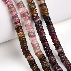 天然のマルチカラートルマリンビーズ連売り  ロンデル  4.5~5.5x1~4mm  穴：0.7mm  約216個/連  16.14''（41センチメートル）&nbsp;G-T140-03